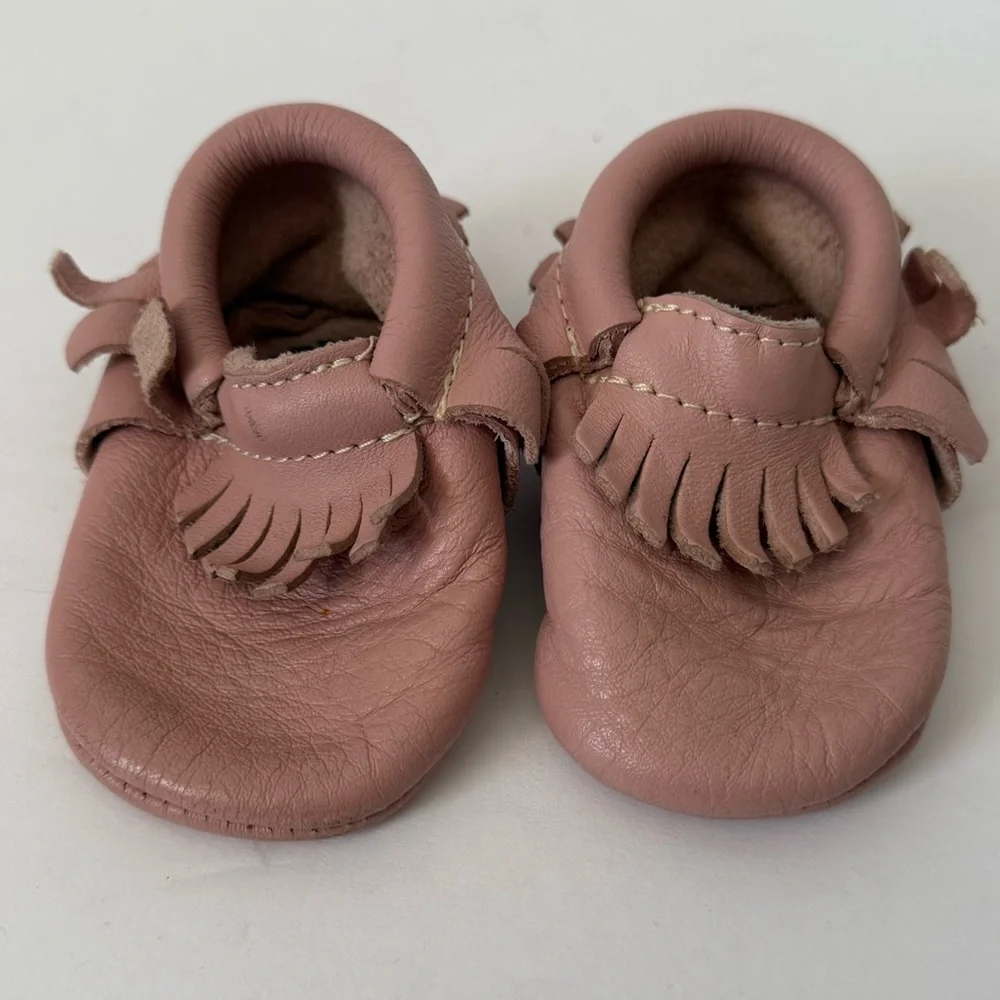Freshly Picked Light Mauve Pink Leather Moccasins Size 2